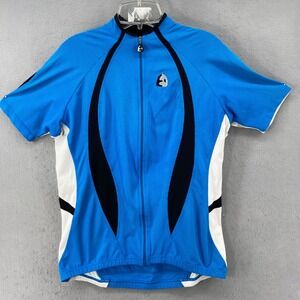Etxeondo Cycling Jersey Mens‎ XL Full Zip Short Sleeve Blue Black White Logo